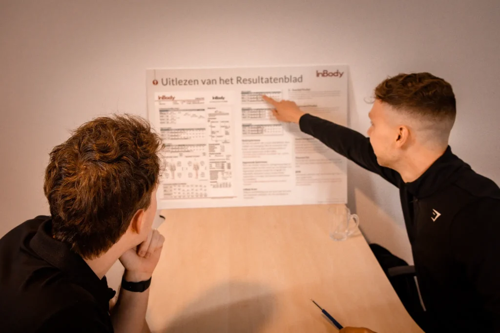 Personal trainer van HealthGains in Enschede die coaching aan het geven is.
